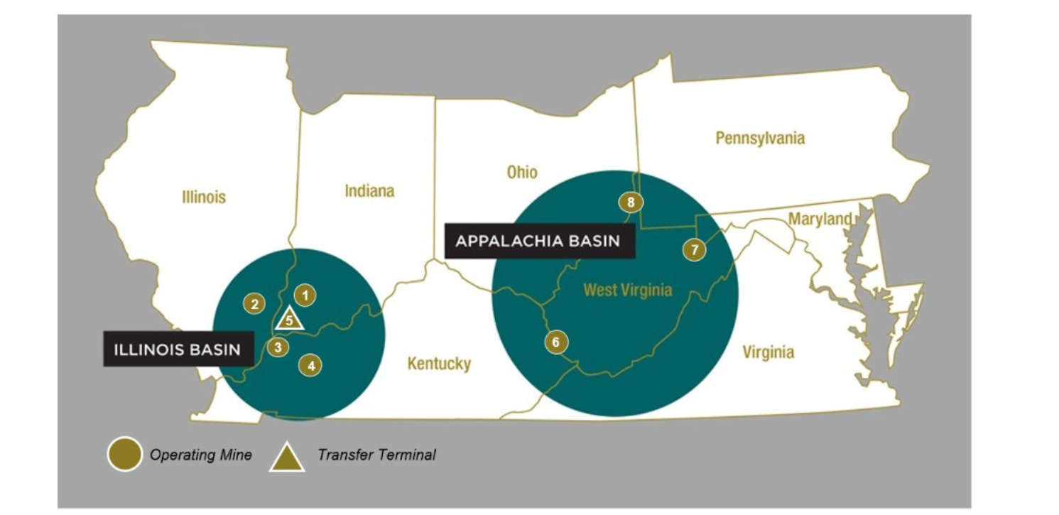 ARLP locations of coal mining operations